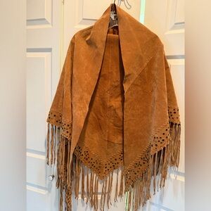 Newport News Leather Fringe and Grommet shawl